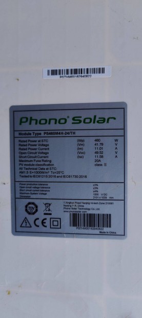 Phono Solar PS460M4H-24/TH 460W-os napelem panelek eladk