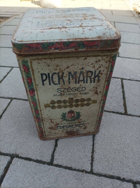 Pick Márk Szeged retro antik paprika tároló fém doboz