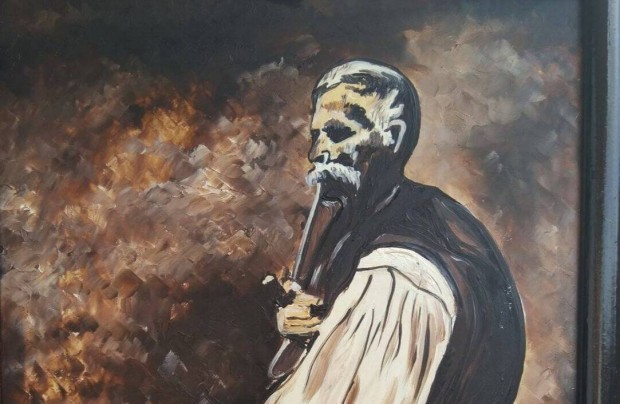 Pipás olajfestmény festmény