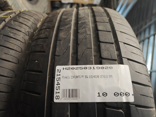 Pirelli CINTURATO P7 93W 215/451R8 DOT0115 5MM HASZNÁLT NYÁRIGUMI W