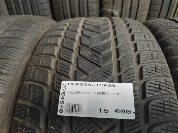 Pirelli SCORPION WINTER 110V 275/45R20 DOT4416 5MM HASZNÁLT TÉLIGUMI