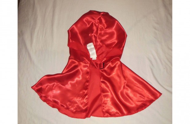 Piros selyem kapucnis palst pelerin Piroska jelmez 134 - 140 cm
