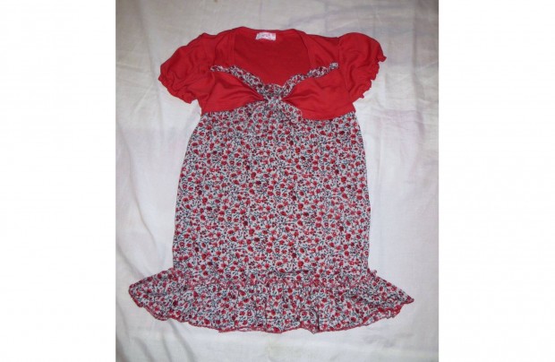 Piros tetejű virágmintás ruha Nur Kids 12 év 152 cm h: 68 cm mb: 70-92