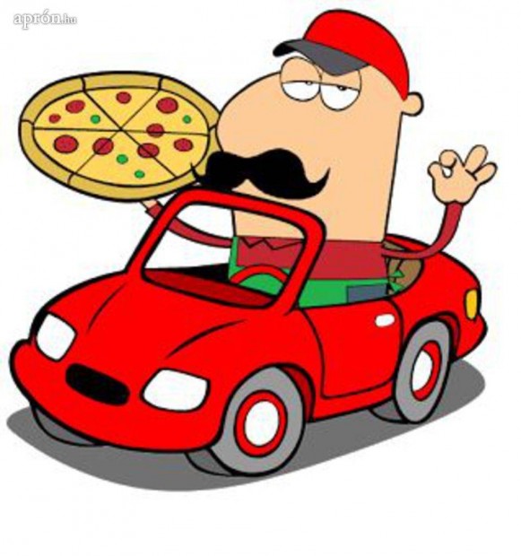 Pizza futár céges autóval