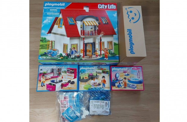 Playmobil 4279 csaldi hz + oldalbvts + 5 btor szett, j