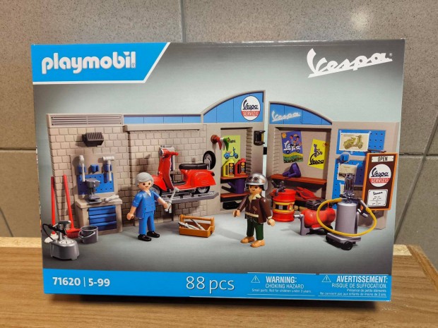 Playmobil 71620 60-as vekbeli Vespa szerviz piros robogval j