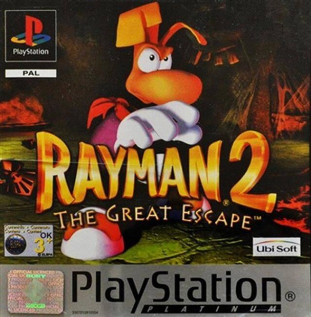 Playstation 1 jtk Rayman 2 The Great Escape, Platinum Ed., Mint