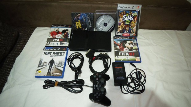 Playstation 2, PS2 slim konzol csomag ( 1db joy, 6db jtk)