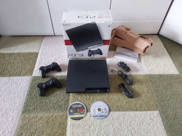 Playstation 3 Ps3 Slim 120GB 2db Kontrollerrel Jtkokkal Dobozban