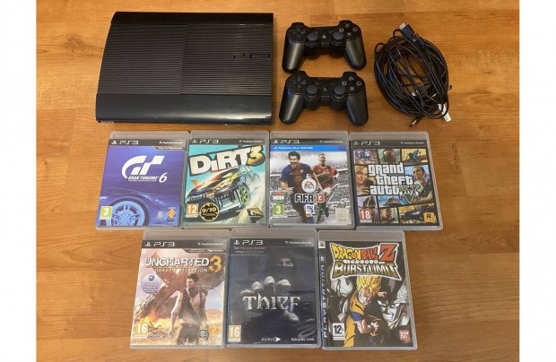 Playstation 3 (PS3) 500 GB + 2 kontroller + 7 jtk