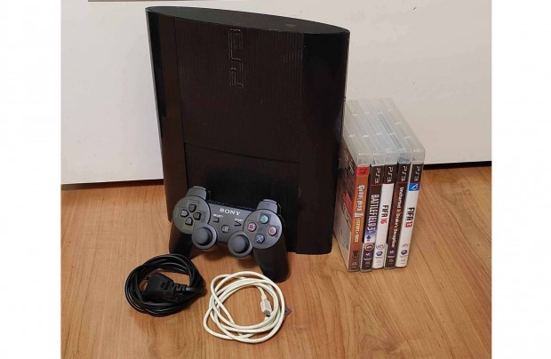 Playstation 3 (PS3) Super Slim + 5db jtk - jszer llapot -