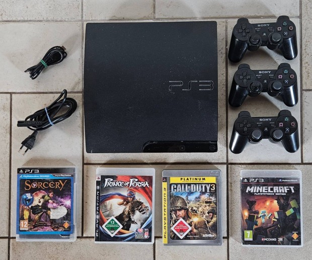 Playstation 3 konzol + 2x vezetk nlkli kontroller + 4x jtk