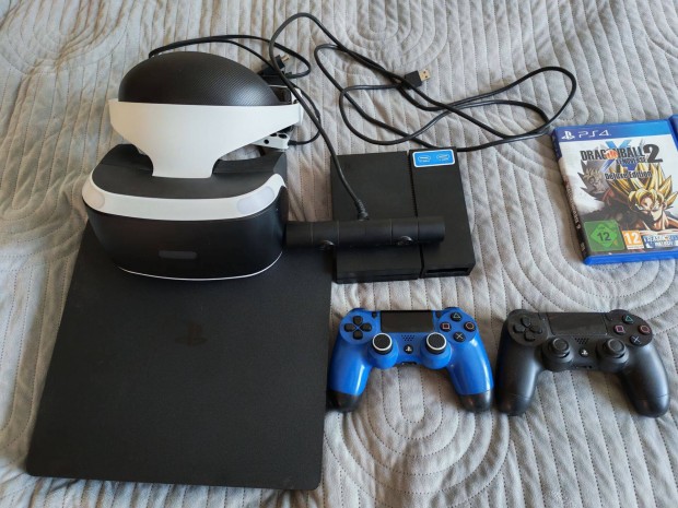 Playstation 4 Pro 1TB+ VR szemüveg + 2 kontroller + kamera + 15 játék