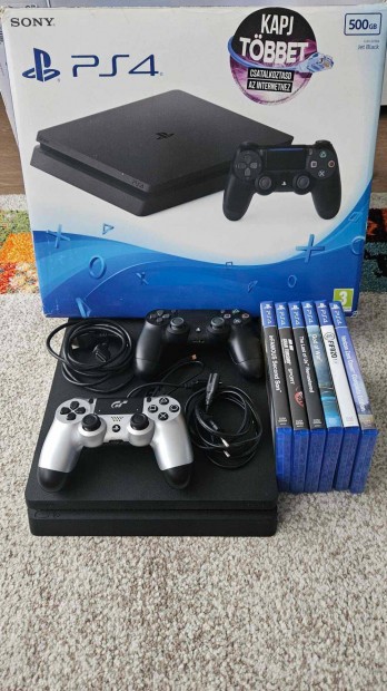 Playstation 4 Slim 500GB 2 Controller + 6 jtk