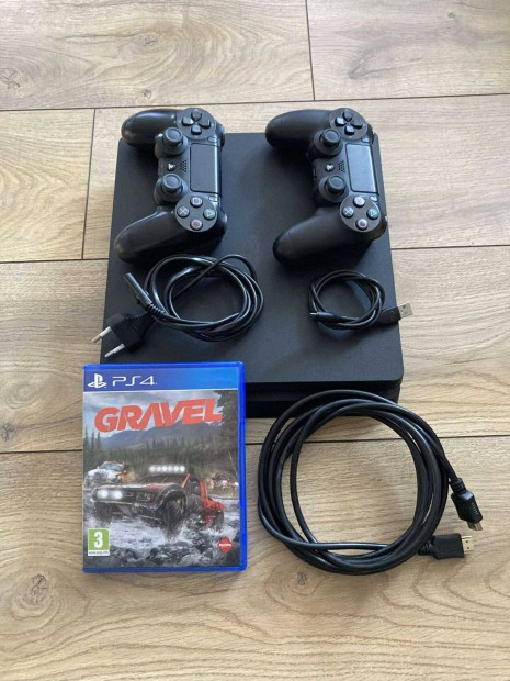 Playstation 4 Slim, PS4 2 kontrollerrel, Gravel jtkkal