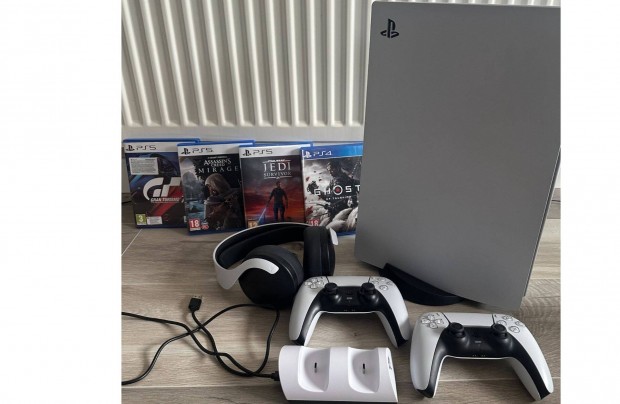 Playstation 5 Lemezes Hibtlan 2 kontroller+jtkok+Sony 3D+tltll