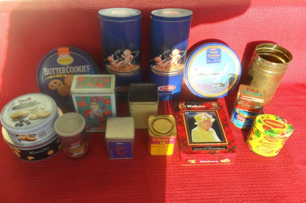 Pléh Lemez Fém Reklám Doboz Régi Retro Kávés Teás Kekszes Fűszeres