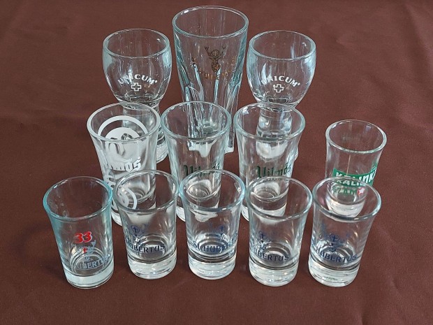 Pohár: Jack Daniels, Jim Beam, Unicim, Vilmos, ST Hubertus, Lor