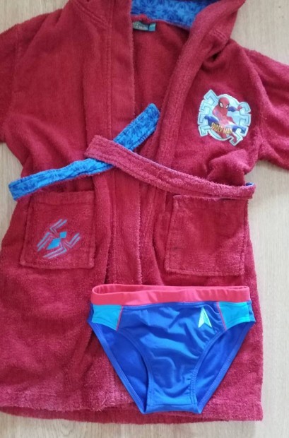 Pókemberes fürdőköpeny + úszónadrág 8 éves méret