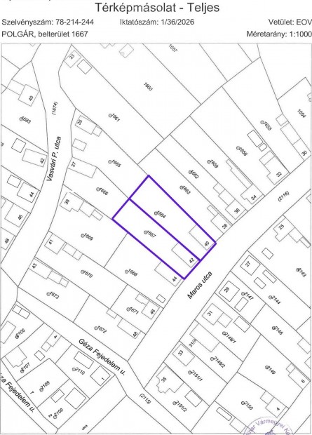 Polg�ron 800 m-es �p�t�si telek 30% be�p�thet�s�g