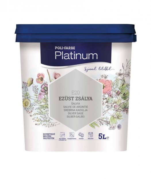 Polifarbe Platinum beltri falfestk E20 Ezst zslya 5L