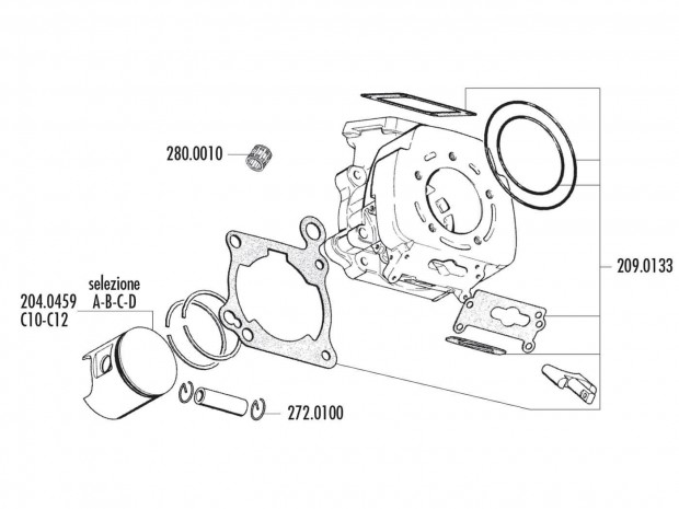 Polini dugatty kszlet 125cc 64mm (B) - Cagiva 125 2 tem (vzhtse