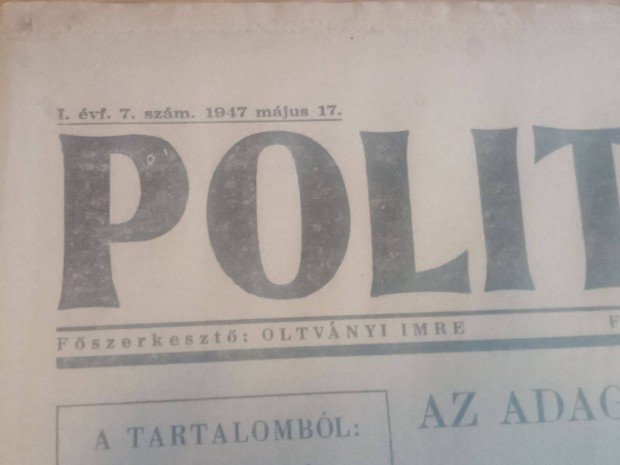 Politika 1947. mjus 17. hagyatkbl 3000ft buda