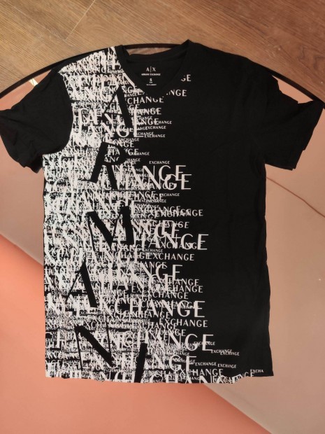 Póló Armani Exchange gold arany feliratos fekete fehér T-shirt