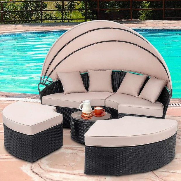 Polyrattan luxus napoz lgarnitra rattan kerti sziget hever