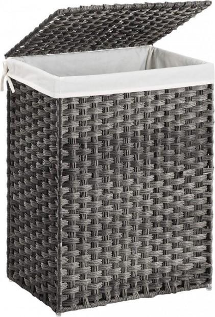 Polyrattan szennyeskosr - Songmics - 90 L (szrke)