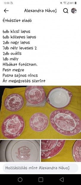 Porceln tkszlet elad