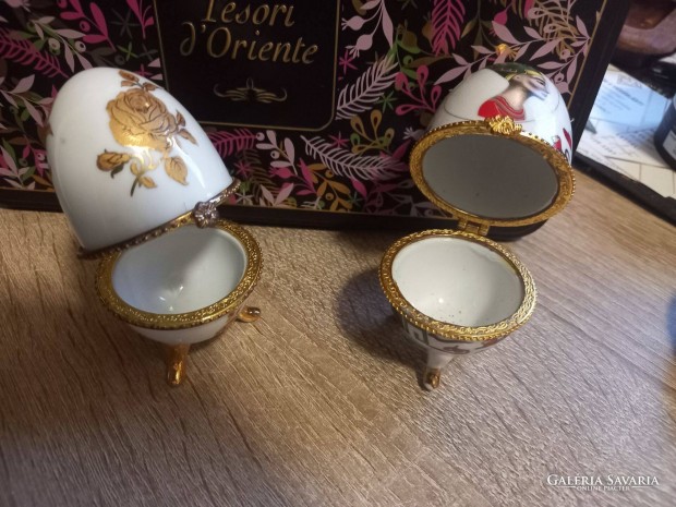 Porcelan fabergé ekszertartó tojások