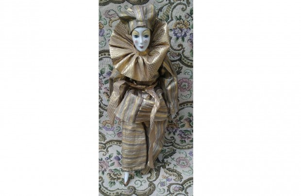 Porcelán fejű baba Velencei karneváli baba 42 cm / porcelánbaba