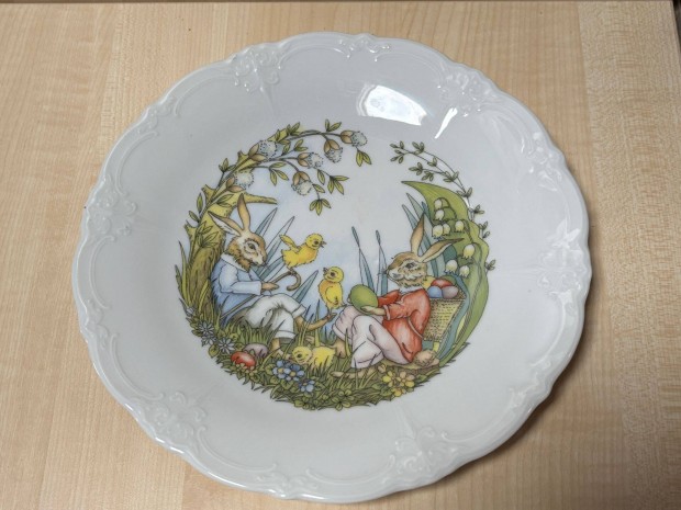Porcelán nyulas, nyuszis mesetányér, Hutschenreuther