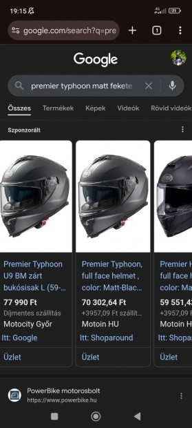 Premier Helmets Typhoon L méret Új