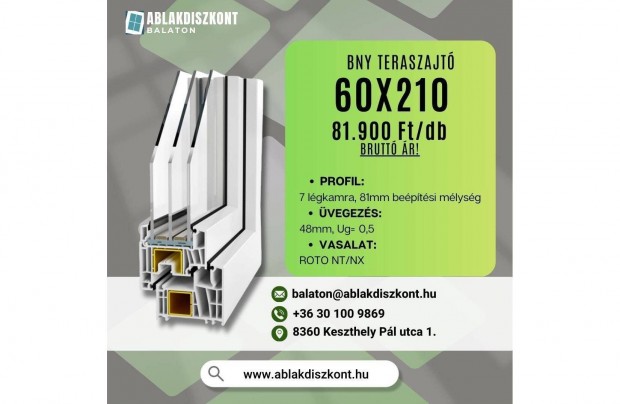 Pr�mium 60x210 buk�-ny�l� m�anyag teraszajt� 3r�teg� �veggel rakt�rr�l