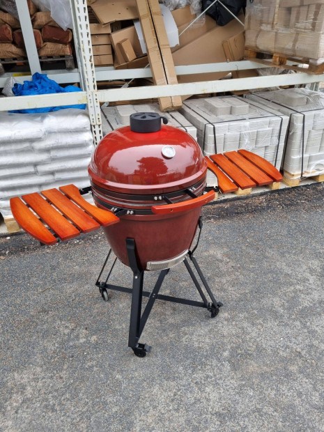 Prémium nagyméretű bordó Kamado 60cm átmérő, tartozékaival jó áron