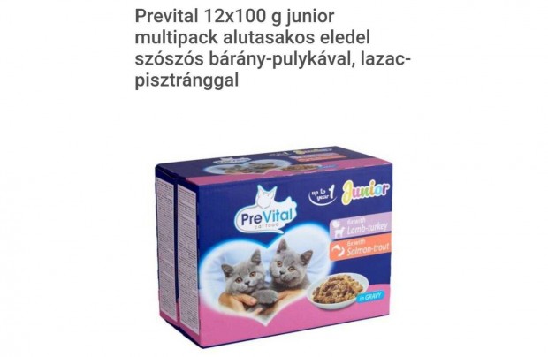 Prevital Junior alutasakos nedves macskaeledel 16x100g