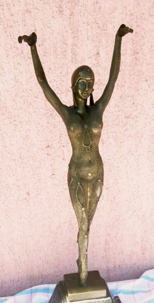 Primadonna. Egzotikus tncosn szobor Franciaorszgbl, bronz, mrvny