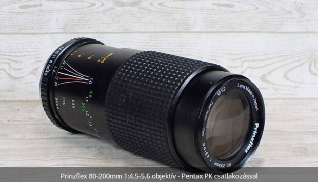 Prinzflex 80-200mm 1:4.5-5.6 objektv - Pentax PK csatlakozssal