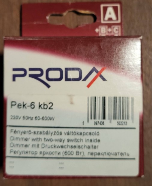 Prodax Pek6 kb2 Fnyerszablyzs villanykapcsol