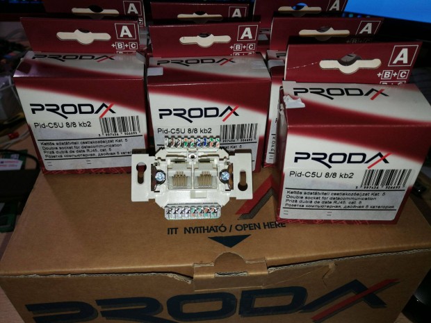 Prodax RJ-45 fali aljzat, 2 csatlakozs, j, dobozos, 4 db