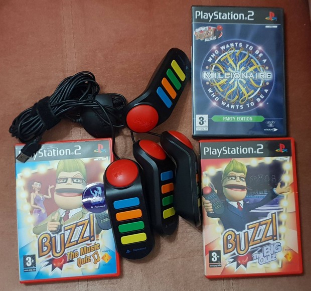 Ps 2 Buzz kontroller szett eredeti Playstation 2 lemezekkel elad