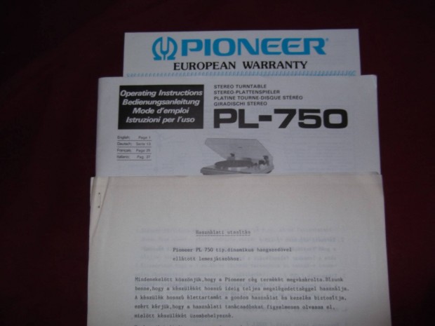 Ptoneer PL-750 Direct-Drive:j AT Tvel:Minden Mkdik:MPL.CSAU_Posta