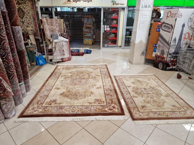 Puha,vastag 183x295+125x200kézi csomózású gyapjú szőnyeg szett MZ443