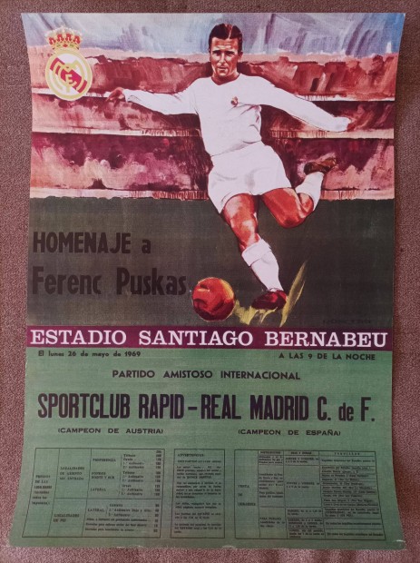 Pusks Ferenc Real Madrid bcsmrkzs foci plakt poszter