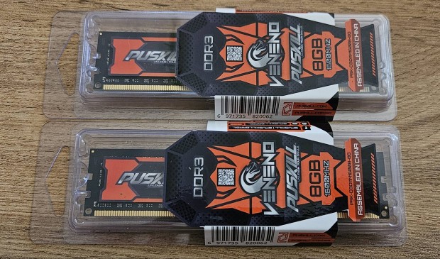 Puskill Veneno 8gb DDR3 1600mhz desktop ram 1 pár / Újak!