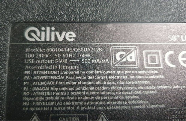 Qilive 58" Q58UA212B LED LCD tv hibs trtt alkatrsznek