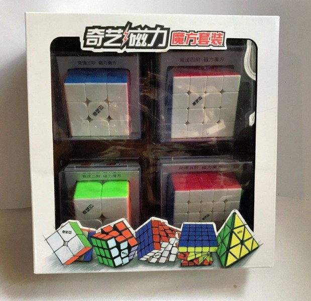 Qiyi mgneses 2x2,3x3,4x4,5x5 profi kocka kszlet rubik dszdobozban