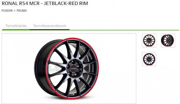 R15 5x100 �j alufelni elad� Ronal R54 Black RED felni 6,5" 68mm furat